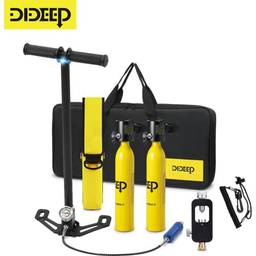 DIDEEP 0.5L Scuba Diving Tank Mini Oxygen Cylinder Set Respirator Air Tank Hand Pump for Snorkeling buceo Diving Equipment