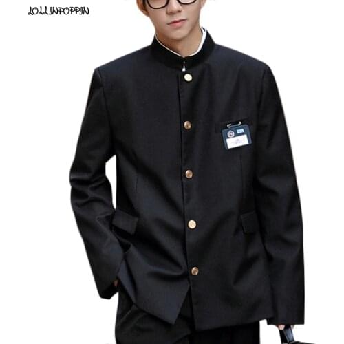 Japan Style School Uniform Men Stand Collar Suit Jacket Double Collar 2021 New DK Costume Single Breasted College Coat