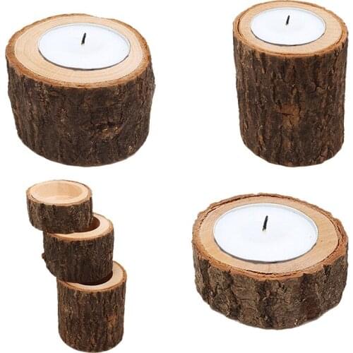 Vintage Wooden Tree Branch Candle Holder Wood Tea Light Candlelight Dinner Deco