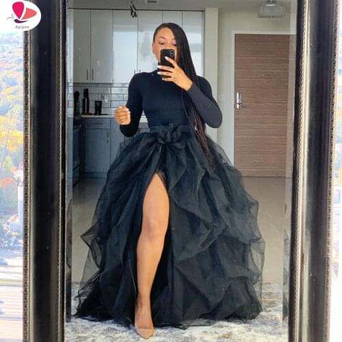 Plus Size Tulle Skirts For Women Party Wear Custom Made High Split Slit Birthday Skirt For Photo Shoot Only Sell Skirt