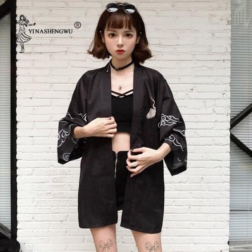 With Belt Blouse New Fashion Kimono Blouse Japanese Fan Print Women Shirt Summer Sunscreen Tops Japan Kimono Women Yukata Women