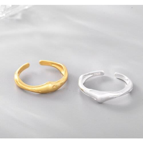 Matte Personality Simplicity Vintage Wave S925 Sterling Silver Open Adjustable Gap Rings For Women Wooden Stick Ornaments