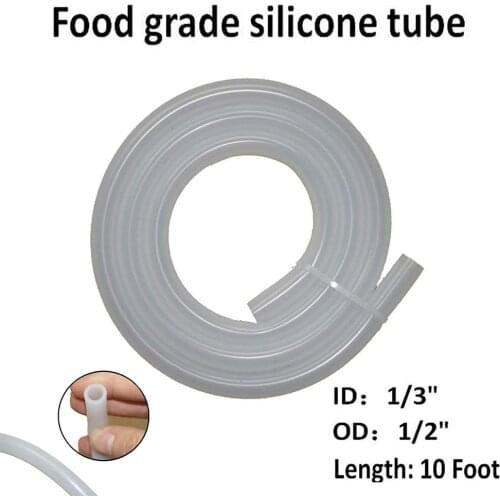 10 Feet Clear 1/3" ID 1/2" OD Flexible Silicone Rubber Tube Multi-Purpose- Beer Line, Food Grade Approved - for Wine Making, Aqu