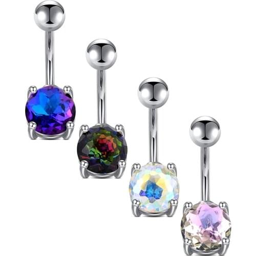 14g Belly Button Rings Stainless Steel Belly Piercing Barbells Belly Rings CZ Navel Rings Piercing Jewelry for Women
