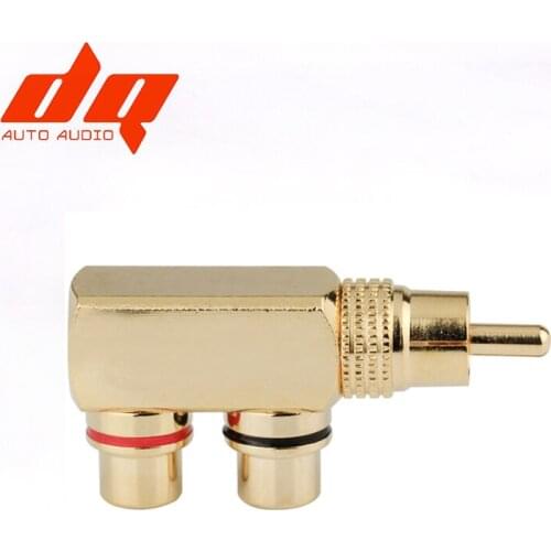 2pcs Gold Plated AV Audio Splitter Plug Adapter 1 RCA Male to 2 RCA Female
