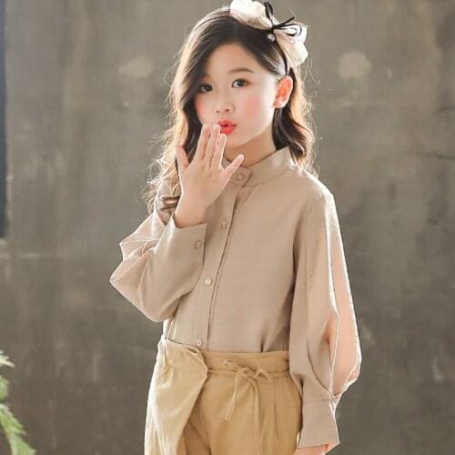 2018 Spring Fall Toddler Teen Girls Blouse White Children Clothes Long Sleeve School Girl Shirt Kids Tops 6 8 10 12 Years JW4352