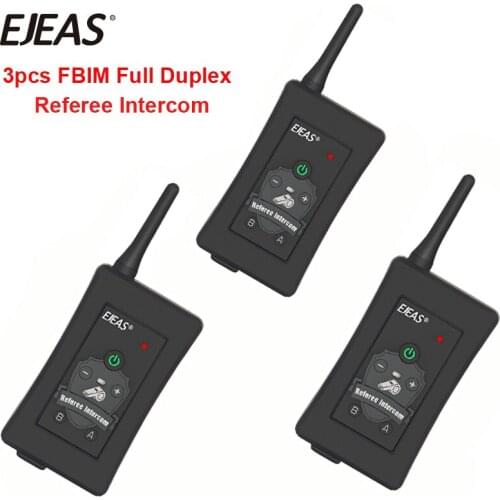 3pcs 2019 Latest EJEAS FBIM 1200M Handsfree 4 Riders Moto BT Interphone Headset Bluetooth Full Duplex Football Referee Intercom