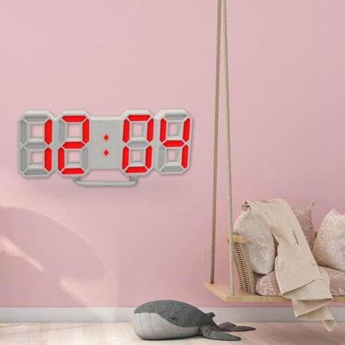 3D Digital 12/24 Hour Hanging LED Display Wall Snooze Function Alarm Multifunction Clock Living Room Home Decoration automatic