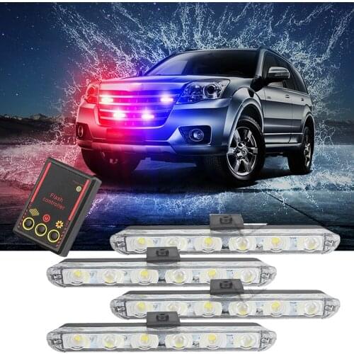 4 pcs 6 leds Flasher LED Fso Flashing Police Light Ambulance 12V Auto Strobe Warning Light Car Truck Light Firemen Lights