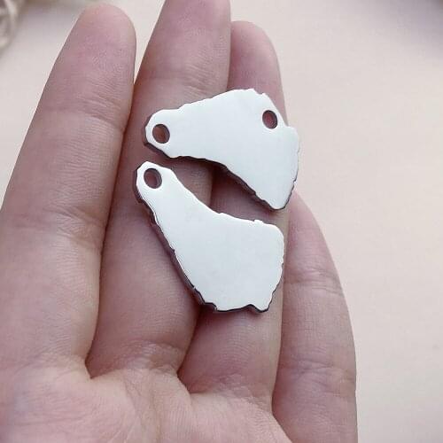 5pcs/Lot Cute American Map Charms Mirror Polish Stainless Steel Connector For Making Necklace Bracelets Keychain DIY Jewelry