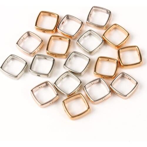 50Pcs Gold Silver Color CCB Plastic Square Shape Beads Big Hole Spacer Beads For Jewelry Making Handmade Diy Necklace Bracelet