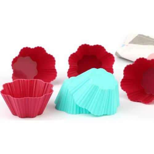 Silicone Muffin Cupcake Mold Flower Cupcake Fondant Pan 3D Small Cake Kitchen Baking Pastry Tools Cake Decorating Tools 6/12PCS