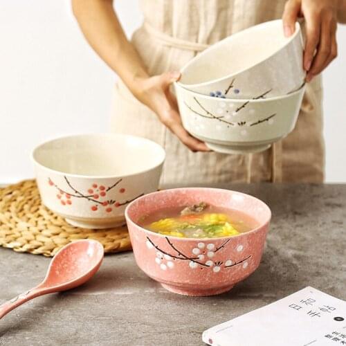 7 inch High-Capacity Ceramic Soup Bowl Korean Style Large Salad Bowl Household Underglaze Porcelain Bowl Rice Bowl Eating Bowl