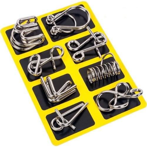 8Pcs Montessori Intelligent Lock Wire IQ Mind Brain Teaser Metal Puzzles For Children Adults Anti-Stress Reliever Toys Gifts