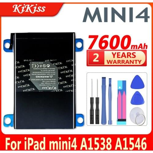 KIKISS Tablet Battery For Apple iPad Mini 4 Mini4 A1538 A1546 A1550 Replacement Battery 7600mAh Batterie Bateria + Gift Tools