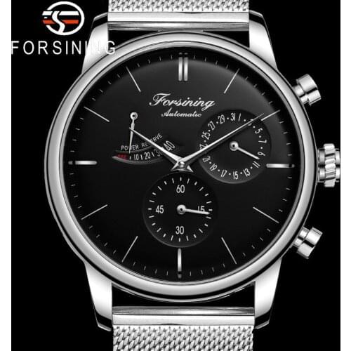 FORSINING Automatic Mechanical Men Wristwatch Military Sport Male Clock Top Brand Luxury Silver Stainless Steel Man Watch 8219