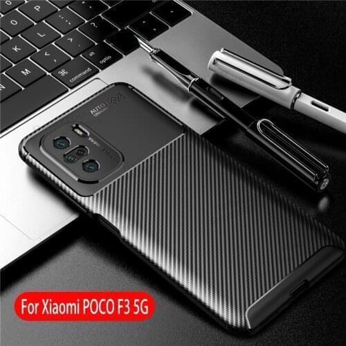 For xiaomi poco F3 6.67'' cases carbon Fiber Soft Protective Case Pocophone Little poxo F 3 global version Cover pocof3 pocof 3