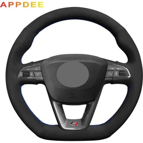 Black fluffy hand-sheltered steering wheel cover For Seat Leon Cupra R Leon ST Cupra Leon ST Cupra Ateca Cupra Ateca FR