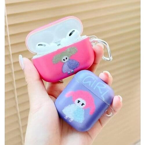 Girl Pattern for Airpod 1 2 Case Earphone Accessories with Keychain Wireless Bluetooth Shell Keychain Case for Apple Airpods Pro