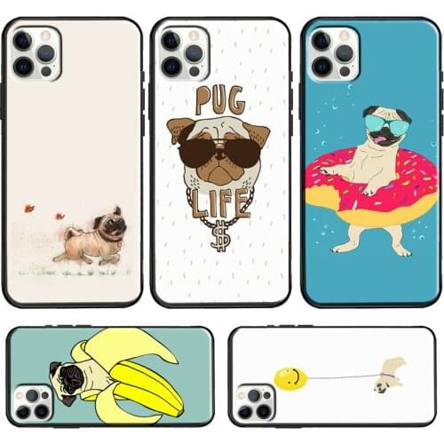 Funny Cartoon Pug Case For iPhone 12 mini 12 Pro Max Cover For iPhone 11 Pro Max XS X XR 7 8 Plus SE 2020
