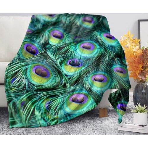 DARMIAN Beautiful 3D Peacock Feather Design Super Comfort Sofa Blankets Office Nap Blanket Warm Quilt Adult Kids Decor Bedding