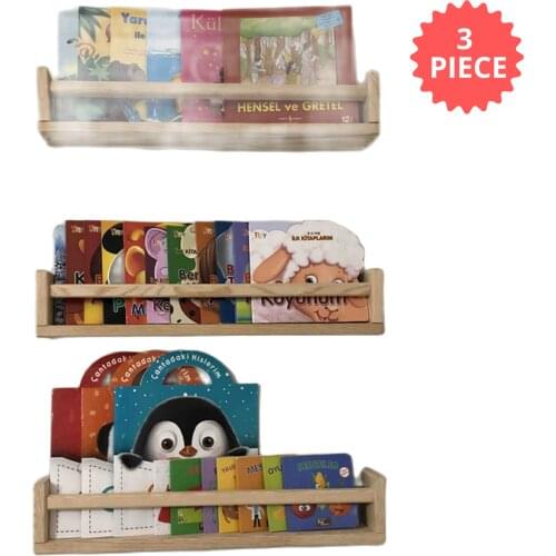 Kids Room Wall Rack Wood Bookcase Bookshelf 4 Pcs