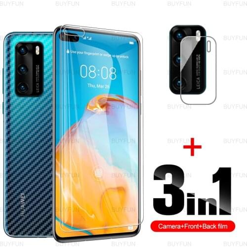 For Huawei P40 30 Lite 5G P smart 2021 Back Fiber soft film + Front Screen Protector For Honor 10 20 30 9X Lite Pro Camera Film