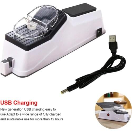 USB Electric Knife Sharpener Adjustable For Kitchen Knives Tool Knife Scissor Sharpening White medium and fine grinding blade