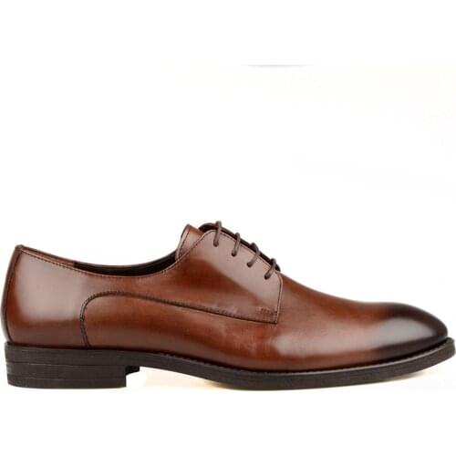 FootCourt- Brown Men Shoes Genuine Leather High Quality Lace Up Classic Men Shoes Big Size 46-49 Men Large Dress derby Shoes New