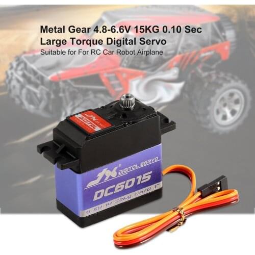 JX DC6015 4.8-6.6V 15KG Metal Gear 0.10 Sec Large Torque Digital Servo For RC Car Robot Airplane Aircraft Accessories
