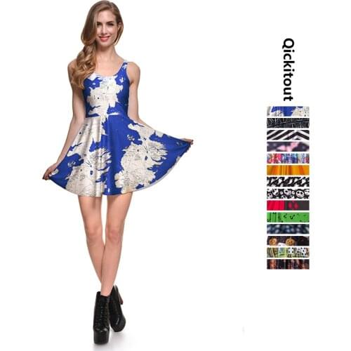 Spring Hot Sexy Women Clothes Cartoon Female Dresses Tweet PURPLE REVERSIBLE SKATER DRESS Pleated Drop Shipping