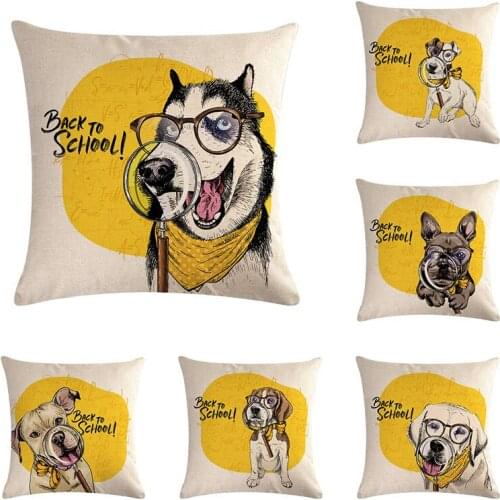 Cushion Covers Cartoon Dog Back To School Home Accessories Toss Pillow Linen Decor TX70