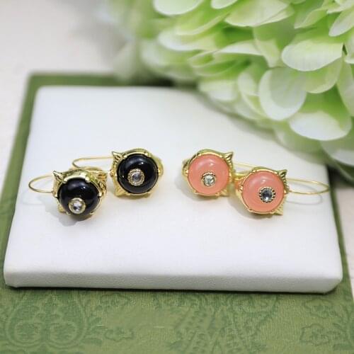 New Jelly Earrings Lovely Girl Black Pink Gold Ladies Ear Studs Prom Party Best Selling Brand Jewelry Tiger Head Domineering