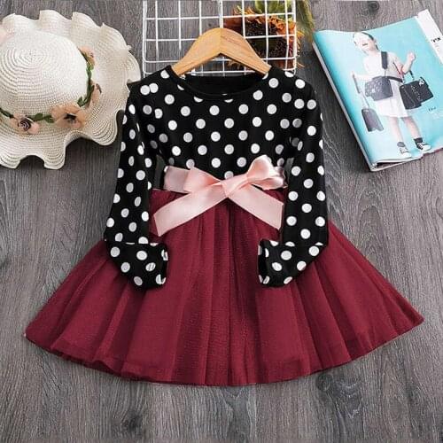 2020 autumn winter girls dress long-sleeved polka dot princess dress for kids baby girls Party Dresses 2-7Y Childrens clothing