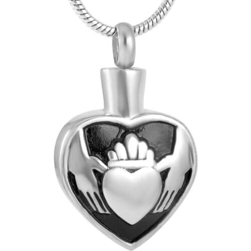 Memorial Cremation Urn Pendant inside Ashes Hold Heart Crown Heart Stainless Steel cremated remains Jewelry For Women