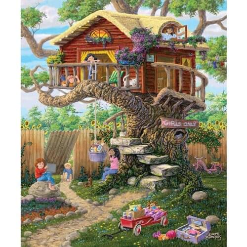Scenery diamond painting cartoon house full rhinestone embroidery picture puzzle toy gift diamond art drawing wall sticker decor