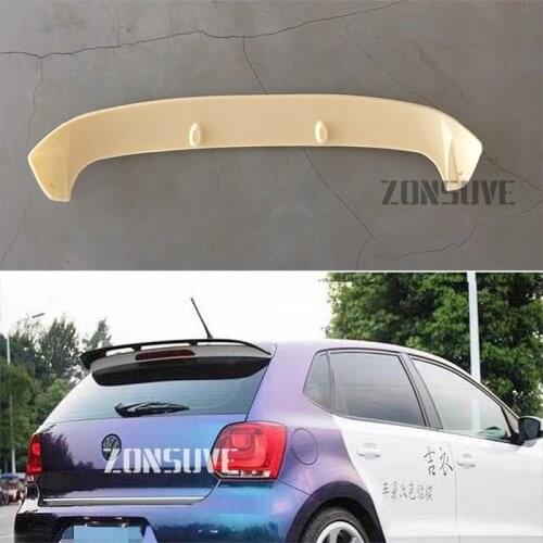 Use For Volkswagen Polo 2011-2018 Year Spoiler Carbon Fiber Look Rear Trunk Wing Car Body Kit Accessories Not Fit GTI