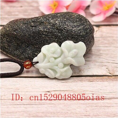 Natural White Chinese Jade Flower Pendant Magnolia Necklace Charm Jewellery Fashion Accessories Carved Amulet Gifts for Women