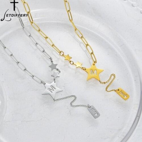 Letdiffery Simple Star Pendant Necklace Stainless Steel New Square Necklaces Jewelry for Women Girls Party Gifts Drop Shipping