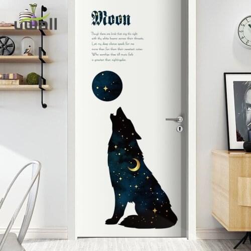 PVC Creative Wolf Animals Wall Stickers Home Decor Living Room Bedroom Wall Decoration Self Adhesive Room Decor Door Sticker