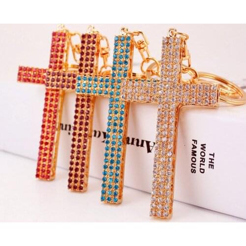 Christian Gift Creative Cute Korean Automobiles Pendant Key Chain Full Cross Key Ring Bag