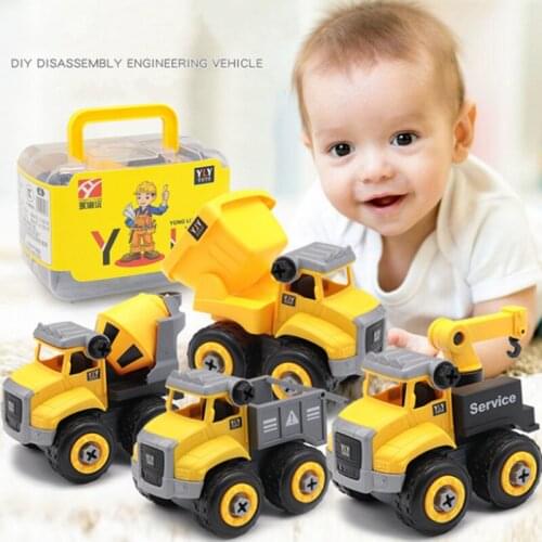 12 Optional DIY Detachable Construction Truck Toy Assembling Sanitation Crane Childrens Educational Toys Gift for Kids