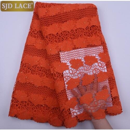 SJD LACE 2020 New Come African Cord Lace Fabric With Stones Guipure cord Water soluble Lace For Nigerian Weddding Festival A1844