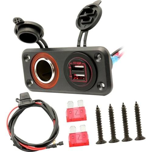 Marine Boat Waterproof Dual USB Car Charger with 12V Cigarette Lighter Adapter