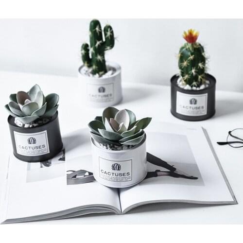 Nordic Decoration Artificial Succulent Potted Plants Cactus Vase Ball Plants Artificial Flower Minimalist Style Home Art Design