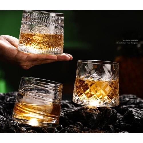 Rotating Whisky Glass, Whiskey/Scotch/Bourbon Crystal Tumbler, Crystal Glasses, Barware Tumbler, Old Fashion Cocktail/Whiskey