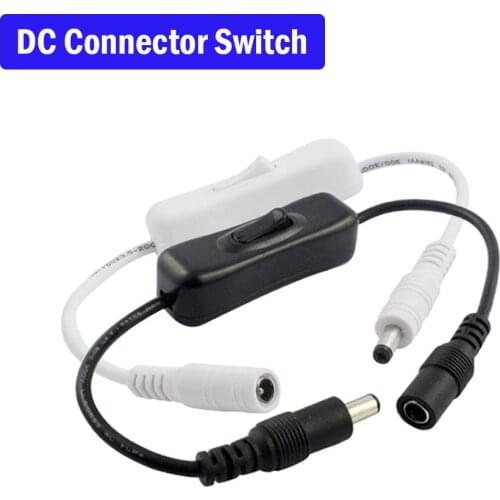 Inline Switch On Off with Female Male Power Cable 5.5x2.1mm DC Connector Jack Wire Switch 5V 12V 24V for CCTV LED Strip Light