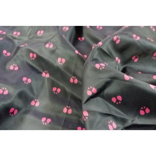 YY DIY Pretty Black Pink Heart Polyester Lining Fabric 50x140cm
