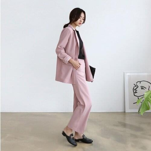 Suit suit female spring new pink small suit jacket casual middle tube nine points pants two-piece suit women suits