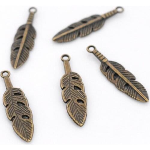 20pcs 30x8mm Antique Bronze Plated Leaf Charm Pendant DIY Handmade Necklace bracelet Jewelry Accessories